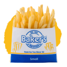small fries in white bakers packet