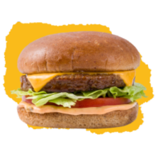 vegetarian burger with cheese, lettuce and tomato